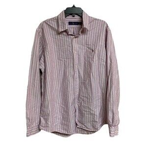 Men's Ralph Lauren Oxford Long Sleeve Pink Striped Flesh Pony Size XL